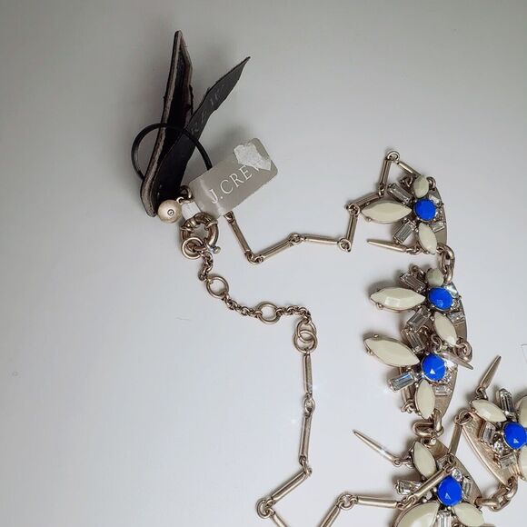 J.Crew Statement Rhinestone Necklace NWT GR7135 Blue Clear Gold Base - Picture 8 of 12